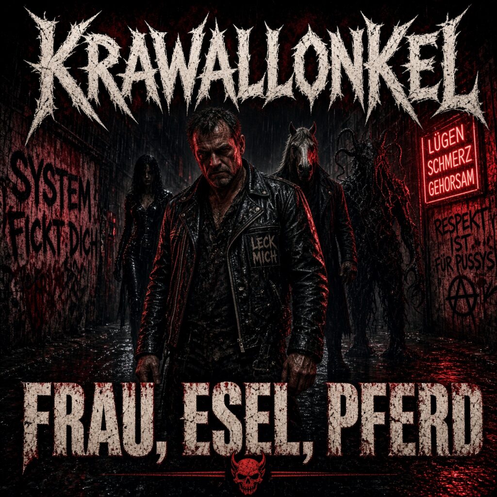 Frau, Esel, Pferd